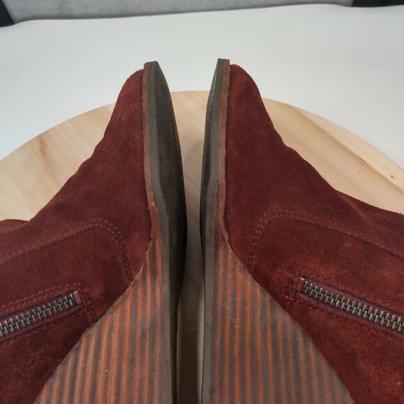Lucky Brand Yahir Suede Wedge Raisin Burgandy Ankle Booties Women US 9M / 40 - Picture 10 of 13
